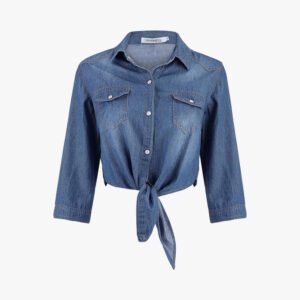 Denim Jean Top Jacket Sleeve Crop Women